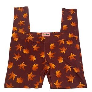 Tipsy Elves Leggings with Orange Leaf Print Size XL